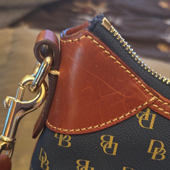 Dooney & Bourke Blue and Brown Monogram Shoulder Bag - Picture 3 of 11